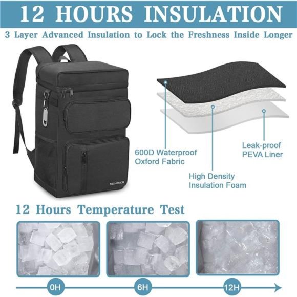 Insulated Cooler Backpack Leakproof Backpack Cooler 45 Can Large for Men Women - Picture 5 of 7